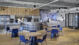 Orion was brought in to produce custom millwork, stone and seating for a new WeWork location in Boston