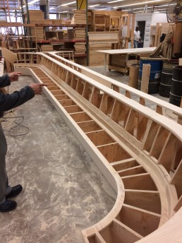 Orion was brought in to produce custom millwork, stone and seating for a new WeWork location in Boston
