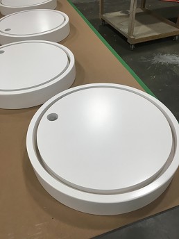 Painted bases to hold vitrines for jewelry displays